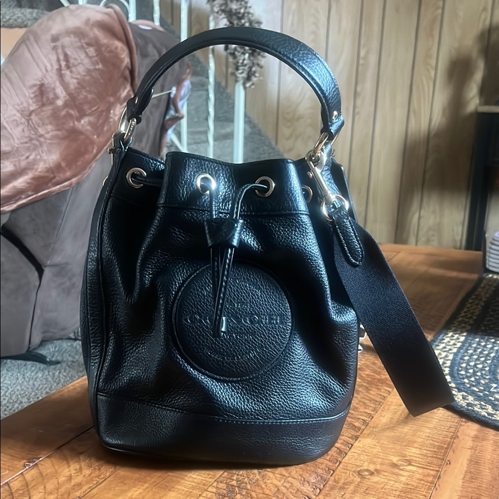 Coach Black Leather Bucket Bag